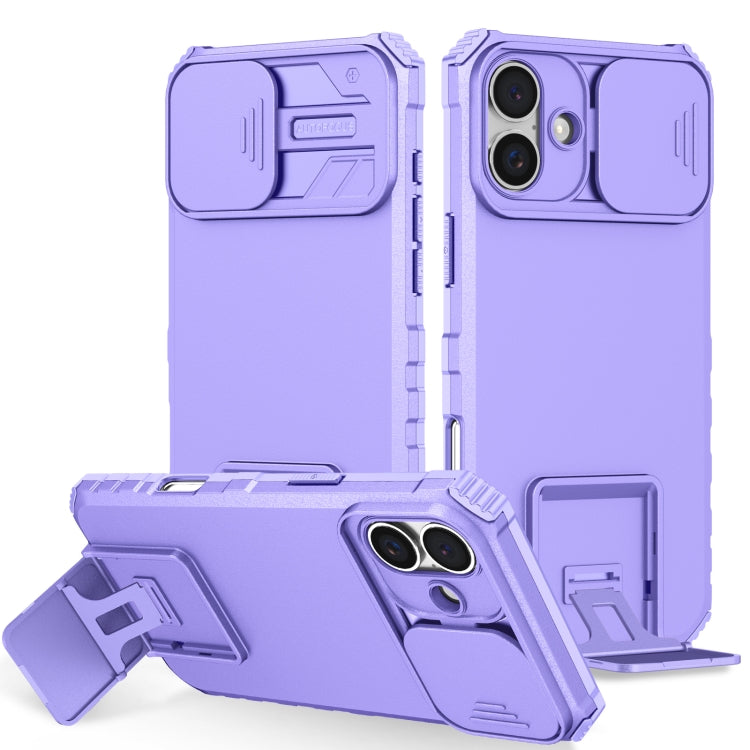 For iPhone 16 Plus Stereoscopic Holder Sliding Camshield Phone Case(Purple) - iPhone 16 Plus Cases by PMC TechLife | Online Shopping South Africa | PMC TechLife | Buy Now Pay Later Mobicred