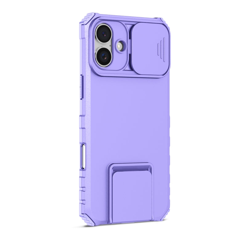 For iPhone 16 Plus Stereoscopic Holder Sliding Camshield Phone Case(Purple) - iPhone 16 Plus Cases by PMC TechLife | Online Shopping South Africa | PMC TechLife | Buy Now Pay Later Mobicred