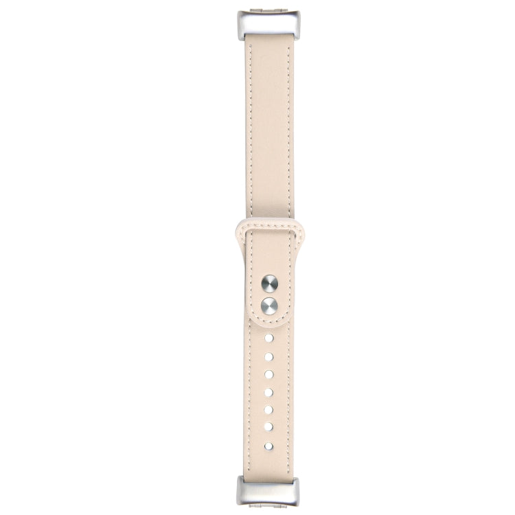 For Fitbit Charge 5 PU Leather Replacement Watch Band(Creamy White) - Watch Bands by PMC TechLife | Online Shopping South Africa | PMC TechLife | Buy Now Pay Later Mobicred