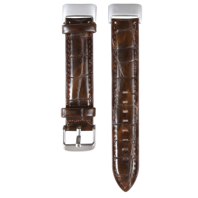 For Fitbit Charge 5 18mm Bamboo Joint Texture Genuine Leather Watch Band(Bamboo Dark Brown) - Watch Bands by PMC TechLife | Online Shopping South Africa | PMC TechLife | Buy Now Pay Later Mobicred