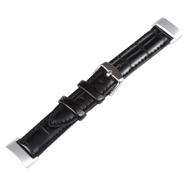 For Fitbit Charge 5 18mm Bamboo Joint Texture Genuine Leather Watch Band(Bamboo Black) - Watch Bands by PMC TechLife | Online Shopping South Africa | PMC TechLife | Buy Now Pay Later Mobicred