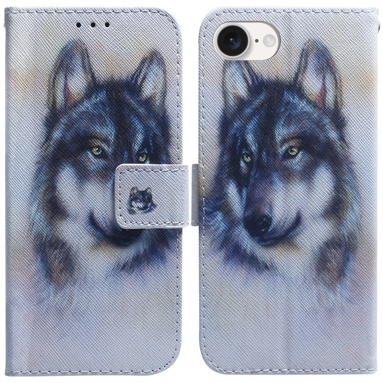 For iPhone 16e Coloured Drawing Flip Leather Phone Case(White Wolf) - free shipping - PMC TechLife - Order now!