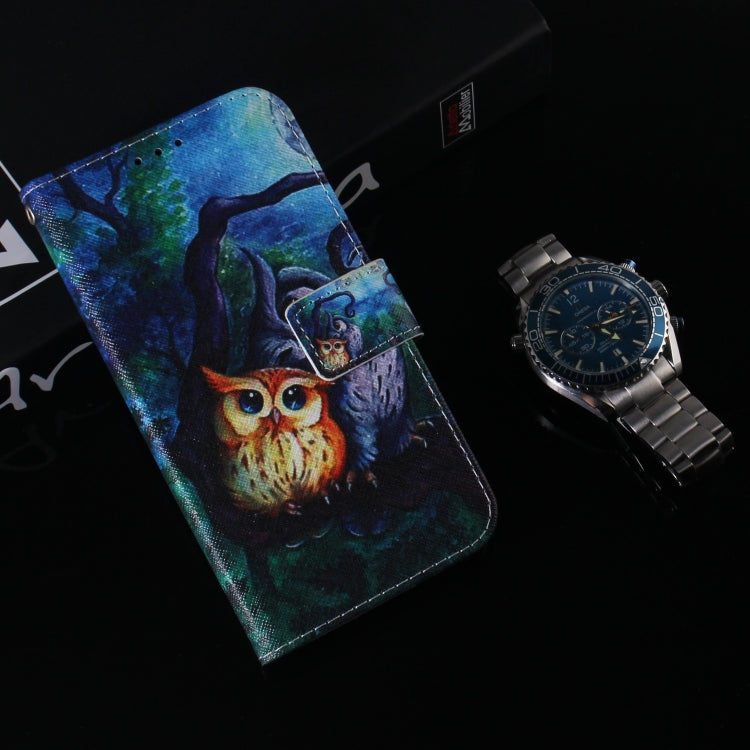 For iPhone 16 Coloured Drawing Flip Leather Phone Case(Oil Painting Owl) - iPhone 16 Cases by PMC TechLife | Online Shopping South Africa | PMC TechLife | Buy Now Pay Later Mobicred