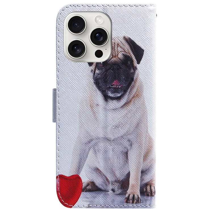 For iPhone 16 Pro Max Coloured Drawing Flip Leather Phone Case(Pug) - iPhone 16 Pro Max Cases by PMC TechLife | Online Shopping South Africa | PMC TechLife | Buy Now Pay Later Mobicred