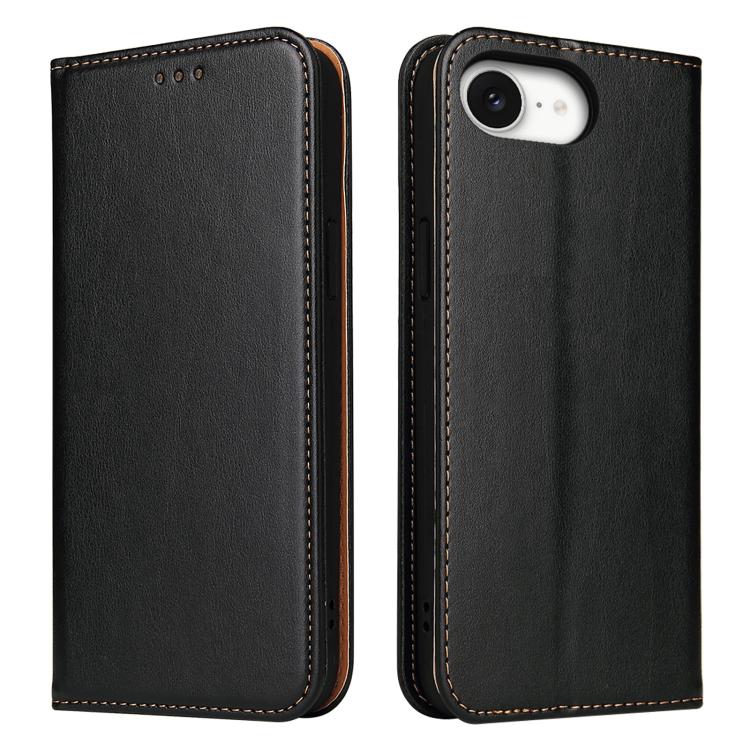 For iPhone 16e Fierre Shann PU Genuine Leather Texture Phone Case(Black) - iPhone 16e Cases by FIERRE SHANN | Online Shopping South Africa | PMC TechLife | Buy Now Pay Later Mobicred