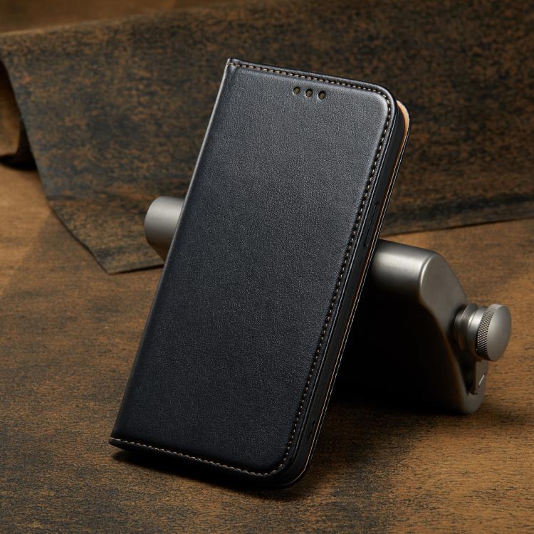 For iPhone 16e Fierre Shann PU Genuine Leather Texture Phone Case(Black) - iPhone 16e Cases by FIERRE SHANN | Online Shopping South Africa | PMC TechLife | Buy Now Pay Later Mobicred