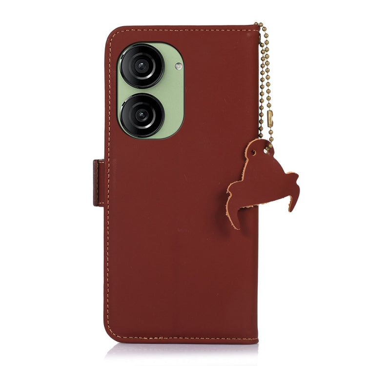 For Asus Zenfone 10 / Zenfone 9 Genuine Leather Magnetic RFID Leather Phone Case(Coffee) - ASUS Cases by PMC TechLife | Online Shopping South Africa | PMC TechLife | Buy Now Pay Later Mobicred