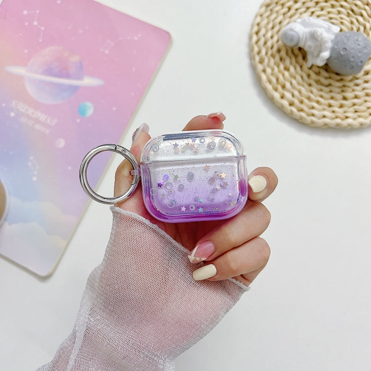 For AirPods Pro Transparent Glitter Bluetooth Earphone Protective Case(Purple) - For AirPods Pro by PMC Jewellery | Online Shopping South Africa | PMC Jewellery | Buy Now Pay Later Mobicred