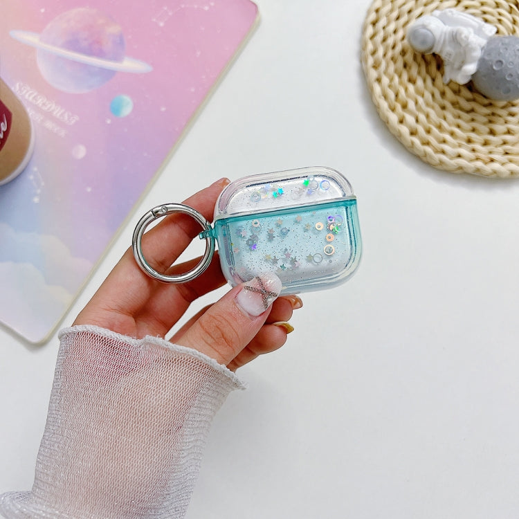 For AirPods 3 Transparent Glitter Bluetooth Earphone Protective Case(Sky Blue) - For AirPods 3 by PMC Jewellery | Online Shopping South Africa | PMC Jewellery | Buy Now Pay Later Mobicred
