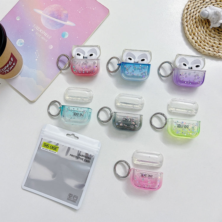 For AirPods Pro Transparent Glitter Bluetooth Earphone Protective Case(Dark Blue) - For AirPods Pro by PMC Jewellery | Online Shopping South Africa | PMC Jewellery | Buy Now Pay Later Mobicred