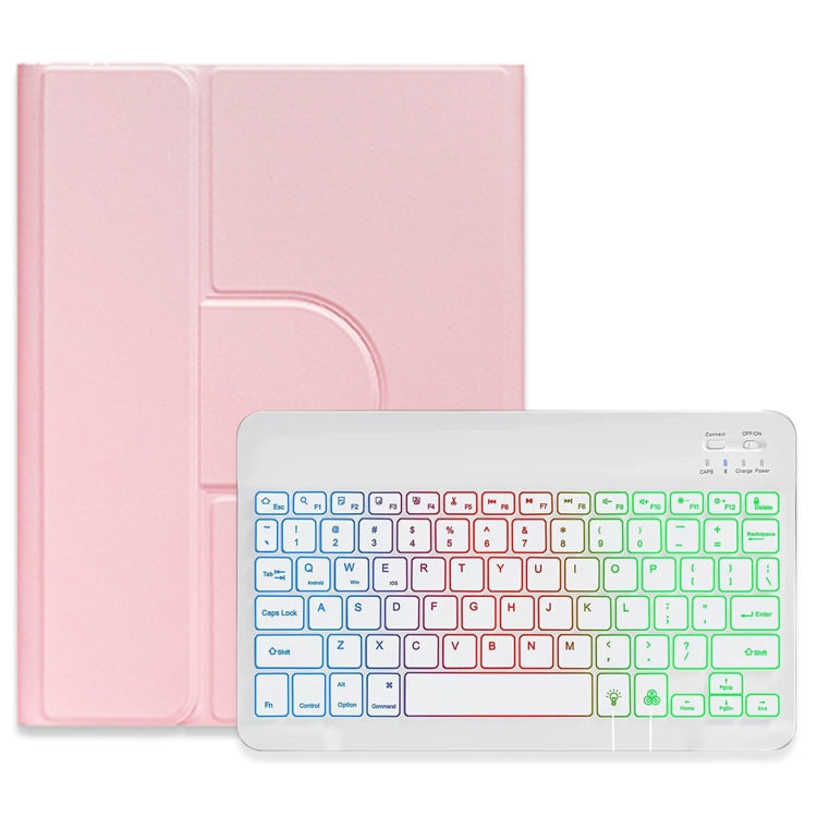For iPad 10th Gen 10.9 2022 Three-color Backlight White 360 Degree Rotatable Bluetooth Keyboard Leather Case(Pink) - Universal by PMC TechLife | Online Shopping South Africa | PMC TechLife