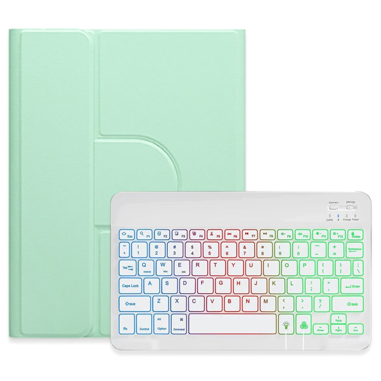 For iPad 10.2 2021 / Air 2019 Three-color Backlight White 360 Degree Rotatable Bluetooth Keyboard Leather Case(Mint Green) - free shipping - PMC TechLife - Order now!