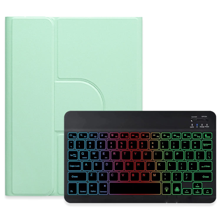 For iPad 10.2 2021 / Air 2019 Three-color Backlight Black 360 Degree Rotatable Bluetooth Keyboard Leather Case(Mint Green) - Universal by PMC TechLife | Online Shopping South Africa | PMC TechLife