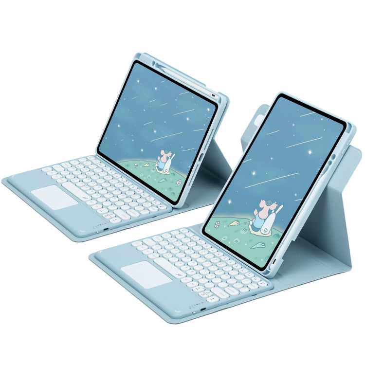 For iPad 10th Gen 10.9 2022 Round Button 360 Degree Rotatable Bluetooth Keyboard Leather Case with Touchpad(Sky Blue) - Universal by PMC TechLife | Online Shopping South Africa | PMC TechLife