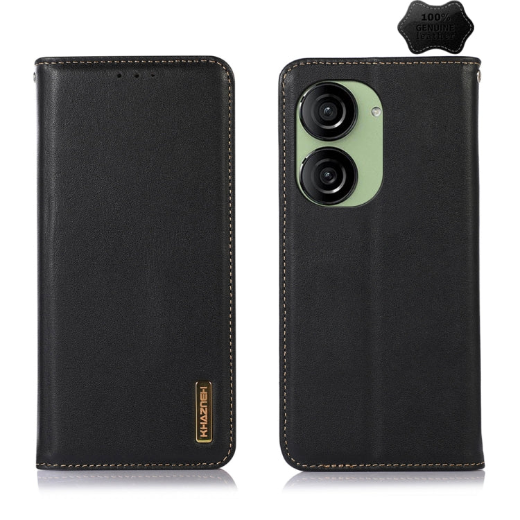For Asus ZenFone 10 / ZenFone 9 KHAZNEH Nappa Top Layer Cowhide Leather Phone Case(Black) - ASUS Cases by PMC TechLife | Online Shopping South Africa | PMC TechLife | Buy Now Pay Later Mobicred