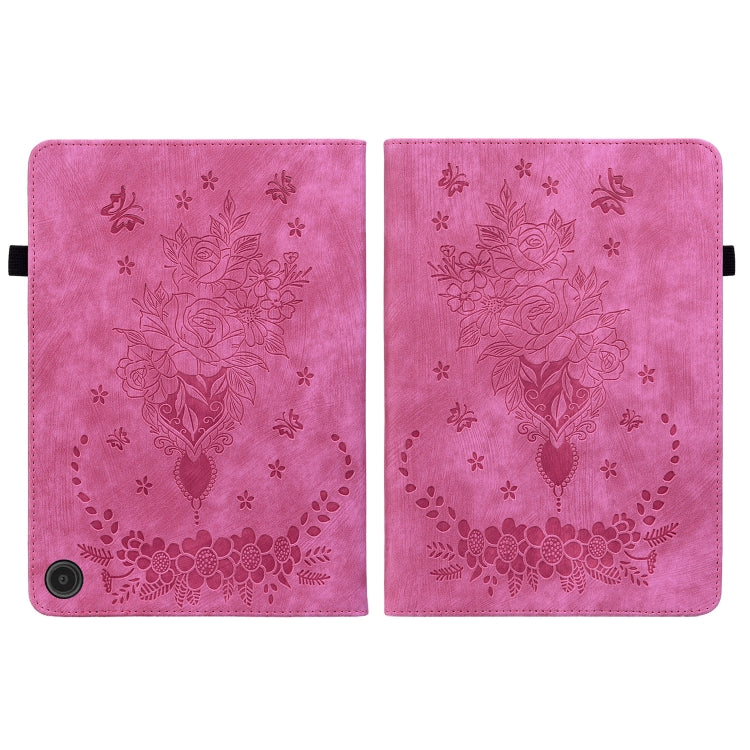 For Amazon Fire Max 11 Butterfly Rose Embossed Leather Tablet Case(Rose Red) - Amazon by PMC TechLife | Online Shopping South Africa | PMC TechLife | Buy Now Pay Later Mobicred