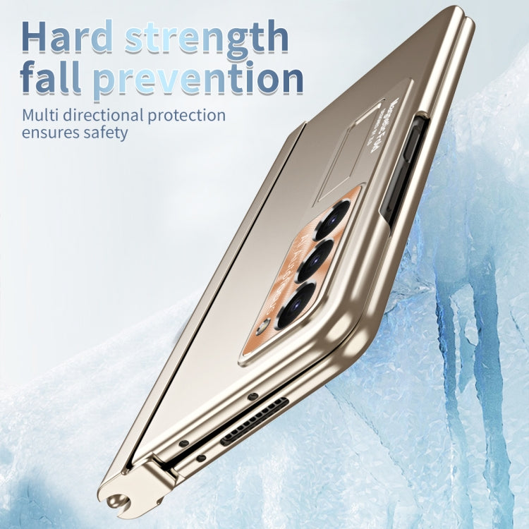 For Samsung Galaxy Z Fold5 Electroplating Corrugated Hinge Folding Phone Case with Pen Slot(Gold) - Galaxy Z Fold5 Cases by PMC TechLife | Online Shopping South Africa | PMC TechLife