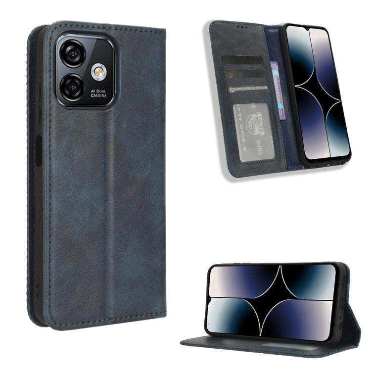 For Ulefone Note 16 Pro Magnetic Buckle Retro Texture Leather Phone Case(Blue) - Ulefone Cases by PMC Jewellery | Online Shopping South Africa | PMC Jewellery | Buy Now Pay Later Mobicred