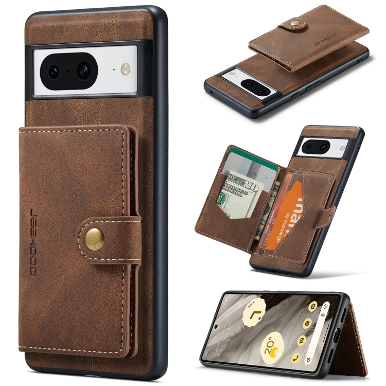 For Google Pixel 8 JEEHOOD Retro Magnetic Detachable Wallet Phone Case(Brown) - Google Cases by JEEHOOD | Online Shopping South Africa | PMC TechLife | Buy Now Pay Later Mobicred