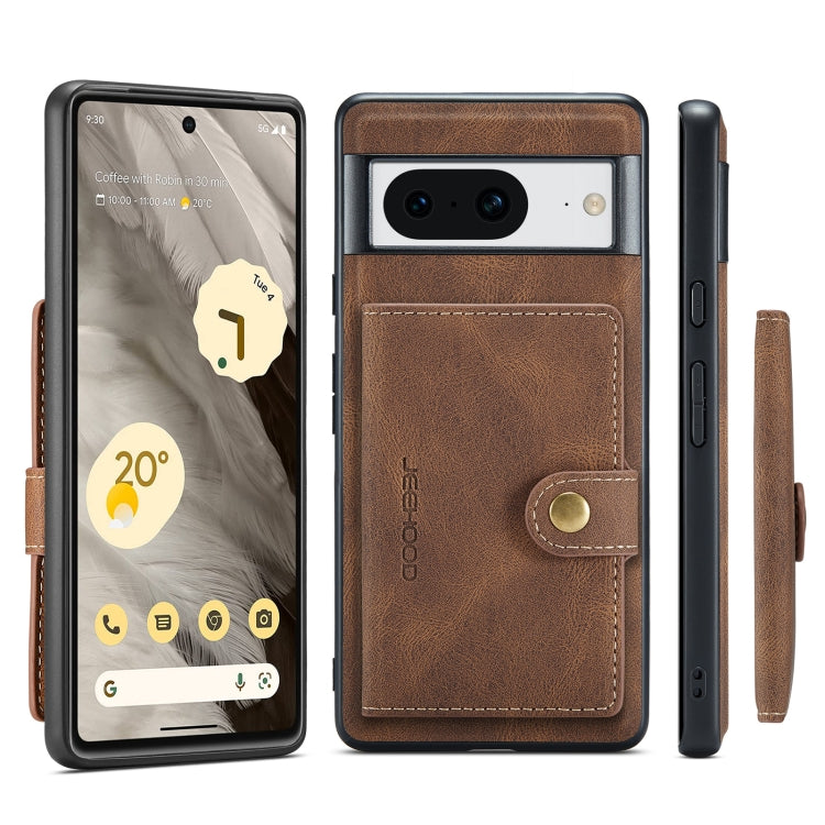 For Google Pixel 8 JEEHOOD Retro Magnetic Detachable Wallet Phone Case(Brown) - Google Cases by JEEHOOD | Online Shopping South Africa | PMC TechLife | Buy Now Pay Later Mobicred