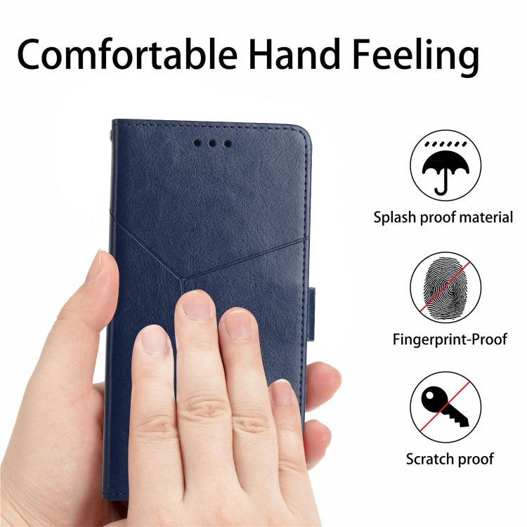 For Google Pixel 9 Y-shaped Pattern Flip Leather Phone Case(Blue) - Google Cases by PMC TechLife | Online Shopping South Africa | PMC TechLife | Buy Now Pay Later Mobicred