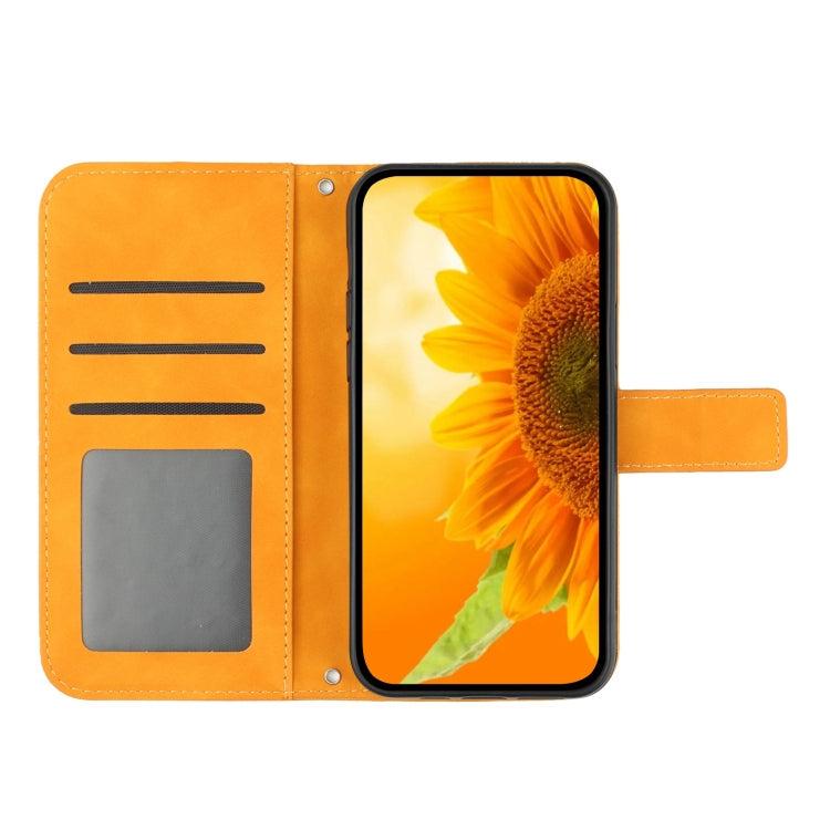 For Google Pixel 9 Skin Feel Sun Flower Embossed Flip Leather Phone Case with Lanyard(Yellow) - Google Cases by PMC TechLife | Online Shopping South Africa | PMC TechLife | Buy Now Pay Later Mobicred