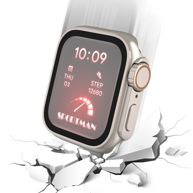 For Apple Watch Series 9 / 8 / 7 41mm Tempered Film Hybrid PC Integrated Watch Case(Silver Orange) - Watch Cases by PMC TechLife | Online Shopping South Africa | PMC TechLife