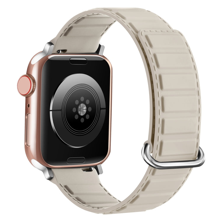 For Apple Watch SE 2022 44mm Reverse Buckle Magnetic Silicone Watch Band(Silver Buckle Starlight) - free shipping - PMC TechLife - Order now!