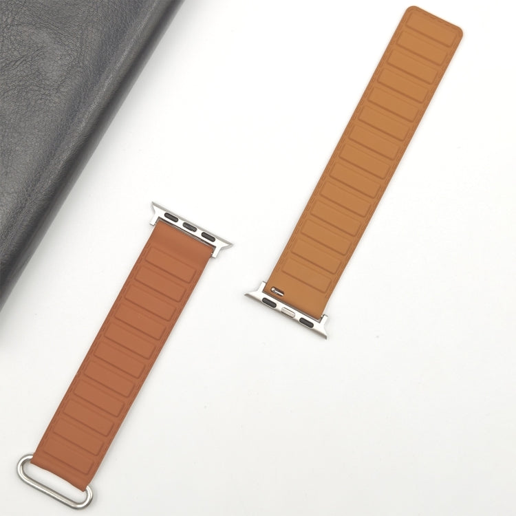 For Apple Watch SE 44mm Reverse Buckle Magnetic Silicone Watch Band(Silver Buckle Brown) - free shipping - PMC TechLife - Order now!