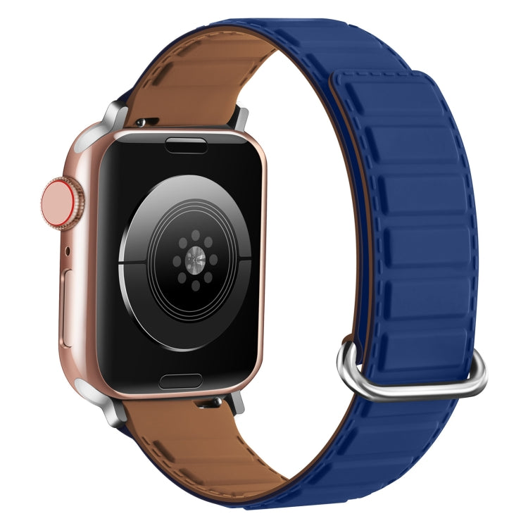 For Apple Watch Series 6 40mm Reverse Buckle Magnetic Silicone Watch Band(Silver Buckle Blue) - free shipping - PMC TechLife - Order now!