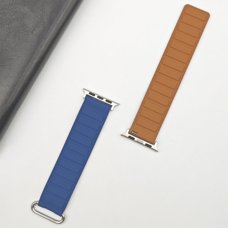 For Apple Watch Series 6 40mm Reverse Buckle Magnetic Silicone Watch Band(Silver Buckle Blue) - free shipping - PMC TechLife - Order now!