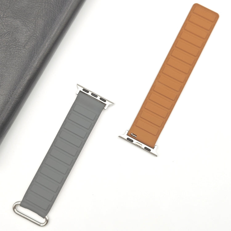 For Apple Watch Series 4 40mm Reverse Buckle Magnetic Silicone Watch Band(Silver Buckle Grey Brown) - free shipping - PMC TechLife - Order now!