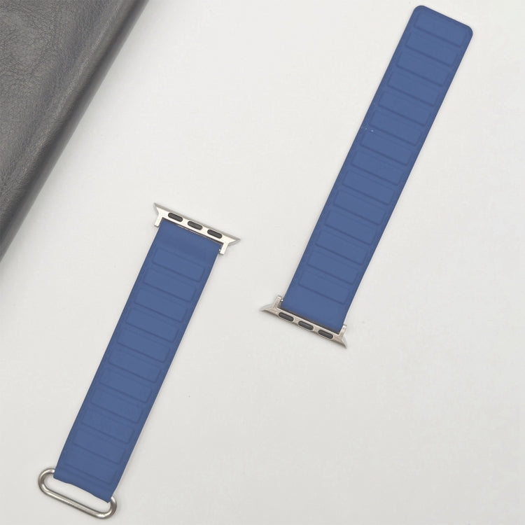 For Apple Watch Series 10 46mm Reverse Buckle Magnetic Silicone Watch Band(Silver Buckle Blue) - free shipping - PMC TechLife - Order now!