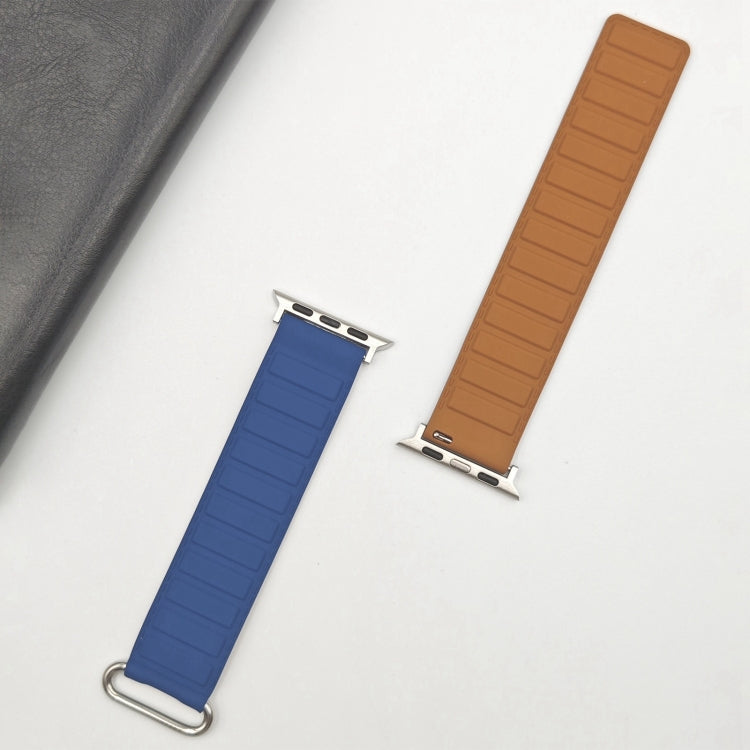 For Apple Watch Series 10 46mm Reverse Buckle Magnetic Silicone Watch Band(Silver Buckle Blue) - free shipping - PMC TechLife - Order now!
