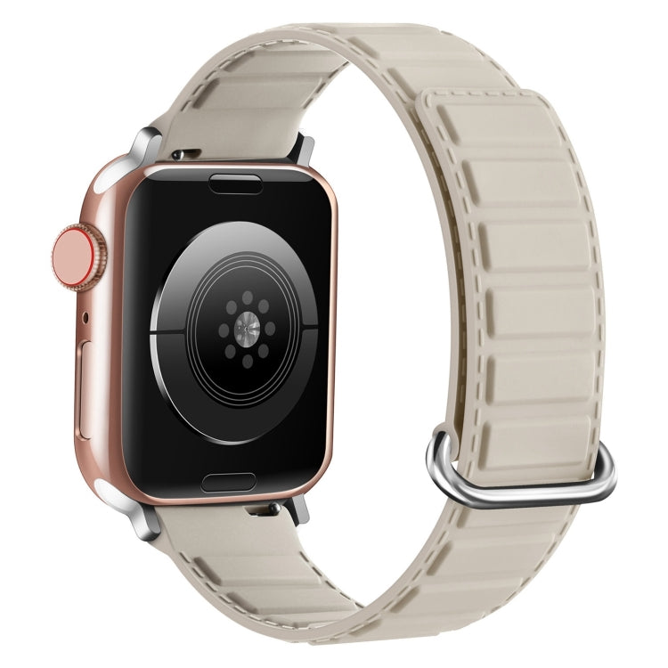For Apple Watch Series 10 42mm Reverse Buckle Magnetic Silicone Watch Band(Silver Buckle Starlight) - free shipping - PMC TechLife - Order now!