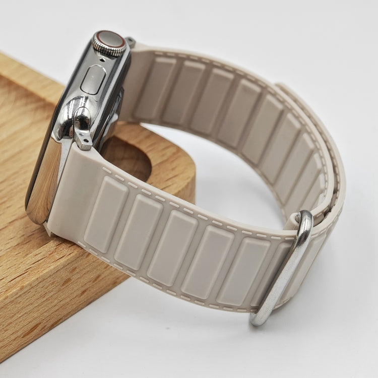 For Apple Watch Series 10 42mm Reverse Buckle Magnetic Silicone Watch Band(Silver Buckle Starlight) - free shipping - PMC TechLife - Order now!