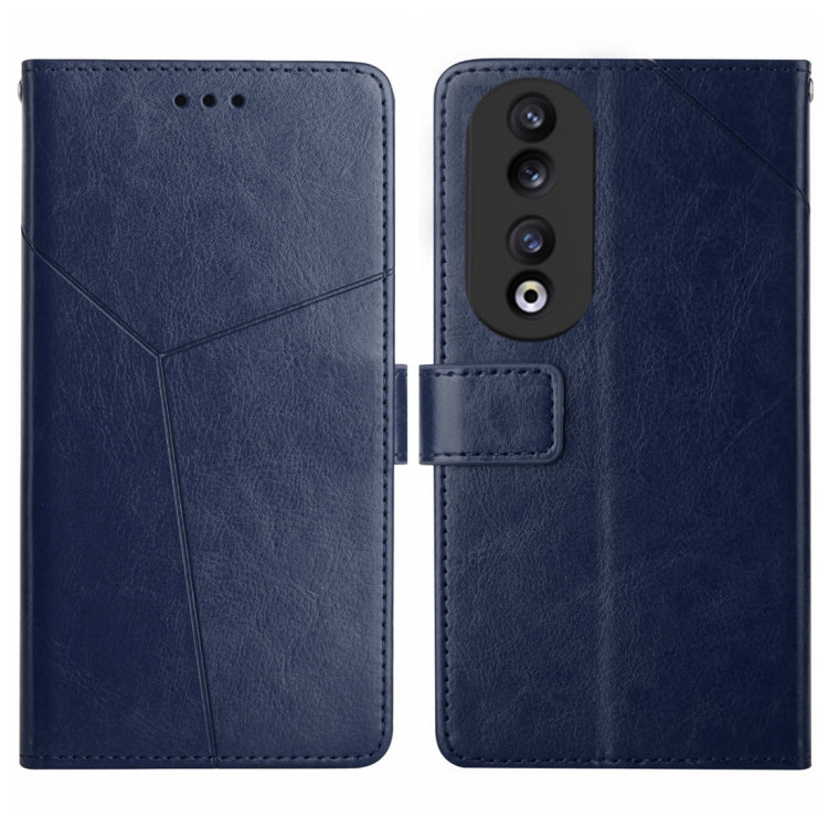 For Honor 90 Y-shaped Pattern Flip Leather Phone Case(Blue) - Honor Cases by PMC TechLife | Online Shopping South Africa | PMC TechLife