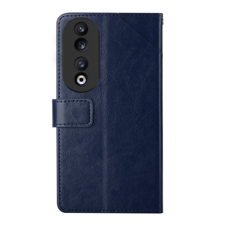 For Honor 90 Y-shaped Pattern Flip Leather Phone Case(Blue) - Honor Cases by PMC TechLife | Online Shopping South Africa | PMC TechLife