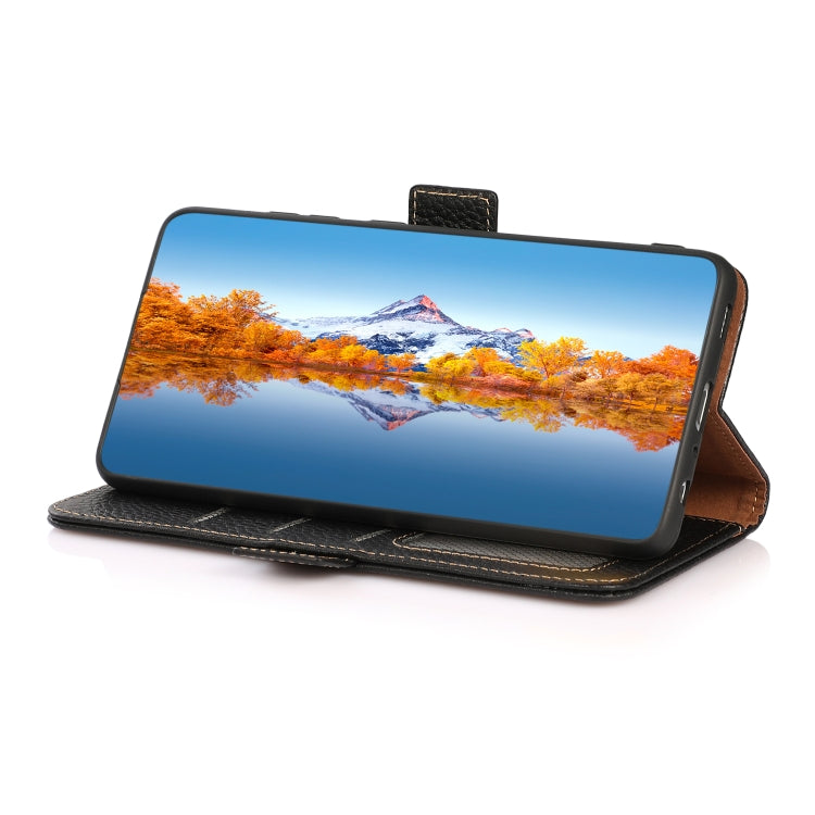 For Nokia G42 KHAZNEH Side-Magnetic Litchi Genuine Leather RFID Phone Case(Black) - Nokia Cases by PMC TechLife | Online Shopping South Africa | PMC TechLife | Buy Now Pay Later Mobicred