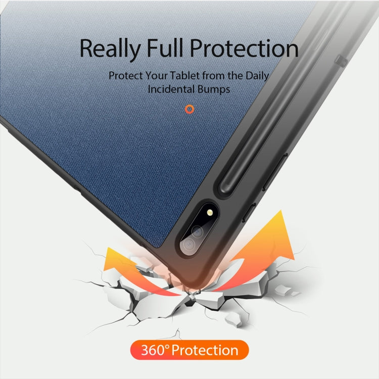 For Samsung Galaxy Tab S9 Ultra/S8 Ultra DUX DUCIS Domo Series Cloth Texture Magnetic Leather Tablet Case(Blue) - Galaxy Tab S9 Ultra Cases by DUX DUCIS | Online Shopping South Africa | PMC Jewellery | Buy Now Pay Later Mobicred