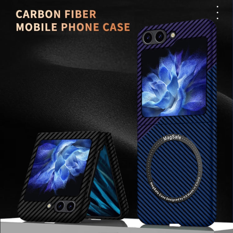 For Samsung Galaxy Z Flip5 Carbon Fiber Texture MagSafe Magnetic Phone Case(Black Blue) - Galaxy Z Flip5 Cases by PMC TechLife | Online Shopping South Africa | PMC TechLife