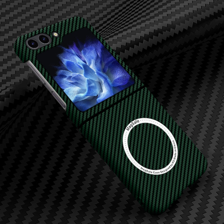 For Samsung Galaxy Z Flip5 Carbon Fiber Texture MagSafe Magnetic Phone Case(Green) - Galaxy Z Flip5 Cases by PMC TechLife | Online Shopping South Africa | PMC TechLife