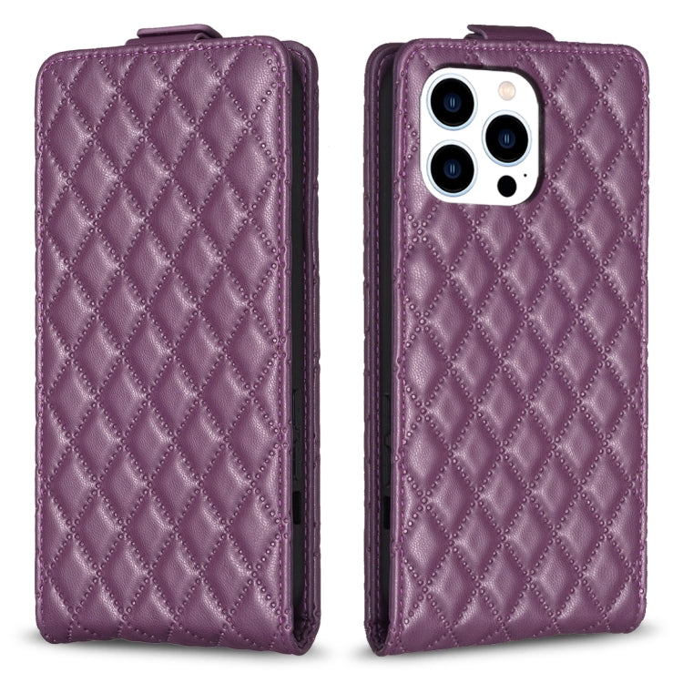 For iPhone 16 Pro Max Diamond Lattice Vertical Flip Leather Phone Case(Dark Purple) - iPhone 16 Pro Max Cases by PMC TechLife | Online Shopping South Africa | PMC TechLife | Buy Now Pay Later Mobicred