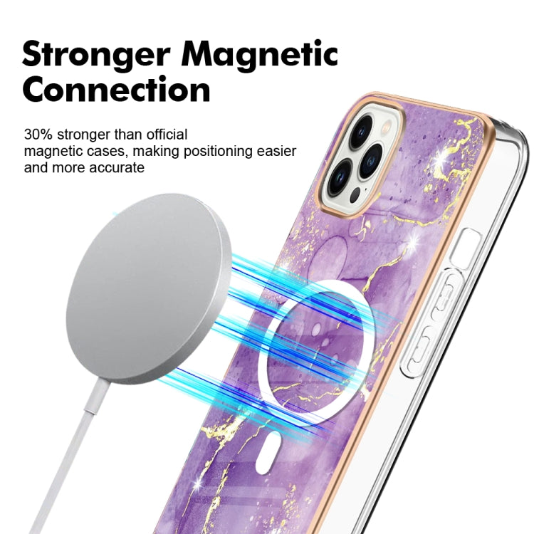 For iPhone 13 Pro Marble Pattern Dual-side IMD Magsafe TPU Phone Case(Purple 002) - free shipping - PMC TechLife - Order now!