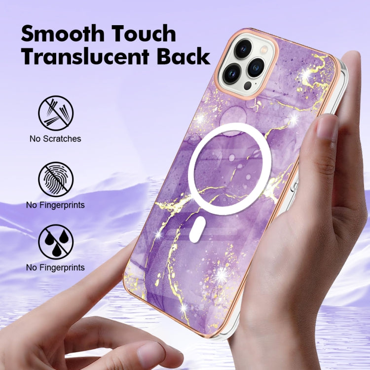 For iPhone 13 Pro Marble Pattern Dual-side IMD Magsafe TPU Phone Case(Purple 002) - free shipping - PMC TechLife - Order now!