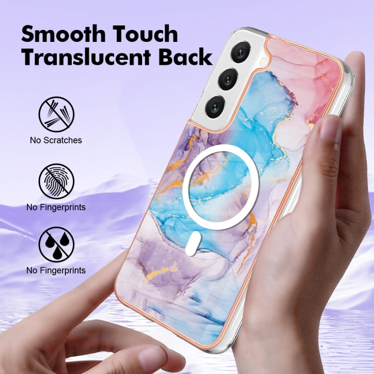 For Samsung Galaxy S22 5G Marble Pattern Dual-side IMD Magsafe TPU Phone Case(Blue Marble) - Galaxy S22 5G Cases by PMC TechLife | Online Shopping South Africa | PMC TechLife