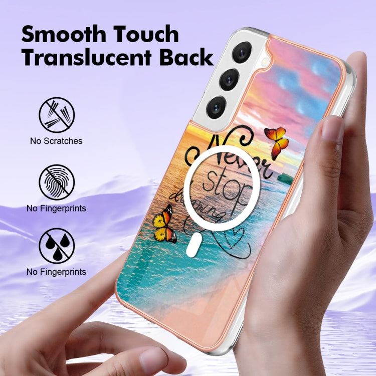 For Samsung Galaxy S22 5G Marble Pattern Dual-side IMD Magsafe TPU Phone Case(Dream Butterfly) - Galaxy S22 5G Cases by PMC TechLife | Online Shopping South Africa | PMC TechLife