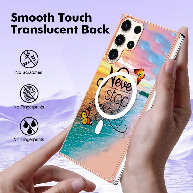 For Samsung Galaxy S23 Ultra 5G Marble Pattern Dual-side IMD Magsafe TPU Phone Case(Dream Butterfly) - Galaxy S23 Ultra 5G Cases by PMC TechLife | Online Shopping South Africa | PMC TechLife