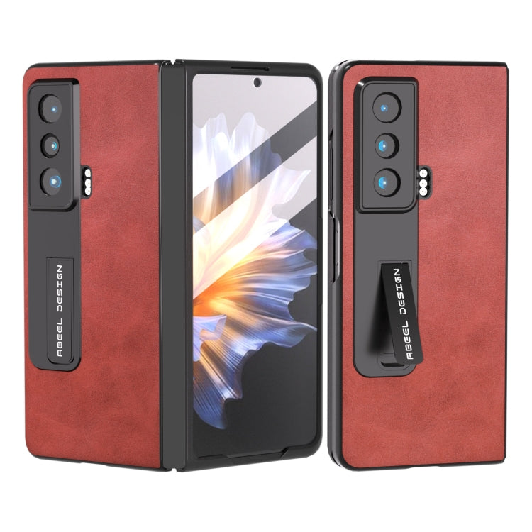 For Honor Magic Vs ABEEL Integrated Two-color Calf Texture PU Phone Case with Holder(Red) - Honor Cases by PMC TechLife | Online Shopping South Africa | PMC TechLife | Buy Now Pay Later Mobicred