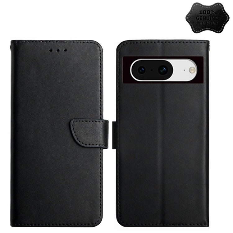 For Google Pixel 8a HT02 Genuine Leather Fingerprint-proof Flip Phone Case(Black) - free shipping - PMC TechLife - Order now!